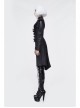 Front Chest Cross Loop Waist Metal Buckle Black Punk Rough-Textured Leather Coat