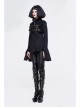 Fake Two-Piece Front Chest Metal Buckle Leather Strap Flare Sleeve Black Punk Fleece Knit Coat