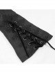 Front Decals Metal Button Lace-Up Cuff Dovetail Hem Black Gothic Striped Jacquard Coat