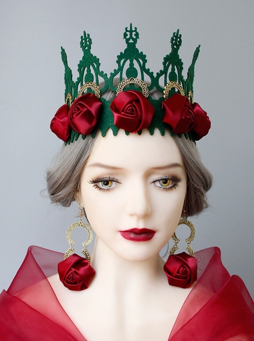 Fashion Retro Christmas Prom Red Rose Flower Festival Bride Girl Birthday Party Earrings