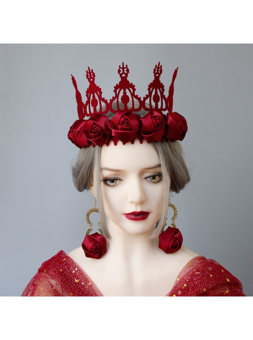 Fashion Retro Christmas Prom Red Rose Flower Festival Bride Girl Birthday Party Earrings