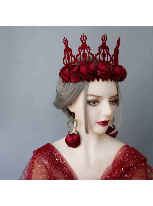 Fashion Retro Christmas Prom Red Rose Flower Festival Bride Girl Birthday Party Earrings