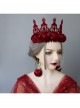 Fashion Retro Christmas Prom Red Rose Flower Festival Bride Girl Birthday Party Earrings