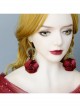 Fashion Retro Christmas Prom Red Rose Flower Festival Bride Girl Birthday Party Earrings