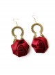 Fashion Retro Christmas Prom Red Rose Flower Festival Bride Girl Birthday Party Earrings