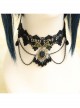 Gothic Fashion Retro Female Black Tassel Lace Flower Pearl Choker