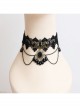 Gothic Fashion Retro Female Black Tassel Lace Flower Pearl Choker