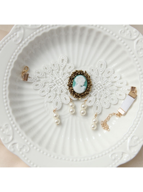 Baroque Fashion Retro Personality Beauty Head White Pearl Lace Wedding Armband