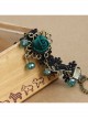 Retro Gothic Black Palace Fashion Individuality Lace Dark Green Rose Crystal Anklet