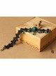 Retro Gothic Black Palace Fashion Individuality Lace Dark Green Rose Crystal Anklet