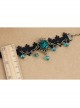 Retro Gothic Black Palace Fashion Individuality Lace Dark Green Rose Crystal Anklet