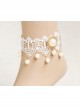 Palace Retro Fashion Baroque White Lace Pearl Female Handmade Bride Dress Anklet