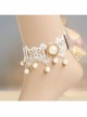 Palace Retro Fashion Baroque White Lace Pearl Female Handmade Bride Dress Anklet