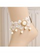 Palace Retro Fashion Baroque White Lace Pearl Female Handmade Bride Dress Anklet