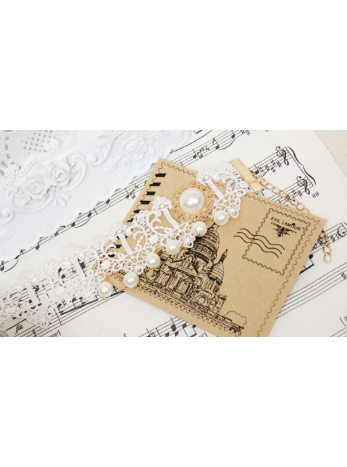 Palace Retro Fashion Baroque White Lace Pearl Female Handmade Bride Dress Anklet