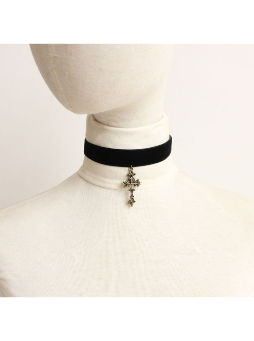 Gothic Lolita Simple Retro Cute Fashion Star Cross Female Velvet Choker
