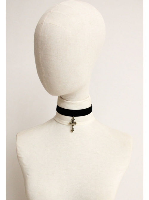 Gothic Lolita Simple Retro Cute Fashion Star Cross Female Velvet Choker