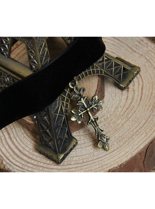 Gothic Lolita Simple Retro Cute Fashion Star Cross Female Velvet Choker