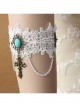 Baroque Fashion Retro Bride Wedding White Lace Sapphire Cross Female Wide Armband