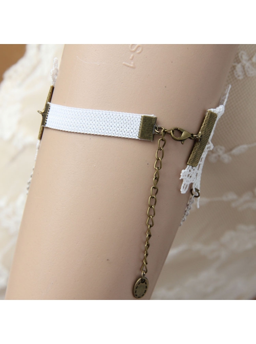 Baroque Fashion Retro Bride Wedding White Lace Sapphire Cross Female Wide Armband
