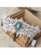 Baroque Fashion Retro Bride Wedding White Lace Sapphire Cross Female Wide Armband