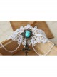 Baroque Fashion Retro Bride Wedding White Lace Sapphire Cross Female Wide Armband