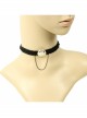 Retro Gothic Fashion Simple Individuality Black Lace Chain Golden Flower Female Short Necklace