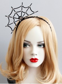 Fashion Gothic Retro Black Diamond Cobweb Prom Party Holiday Halloween Christmas Female Headband