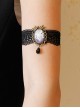Retro Fashion Gothic Personality Sexy Flower Bird Stretch Black Lace Pearl Armband