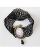 Retro Fashion Gothic Personality Sexy Flower Bird Stretch Black Lace Pearl Armband