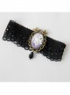 Retro Fashion Gothic Personality Sexy Flower Bird Stretch Black Lace Pearl Armband