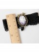 Retro Fashion Gothic Personality Sexy Flower Bird Stretch Black Lace Pearl Armband