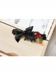 Black Gothic Baroque Retro Fashion Bow Love Heart Ruby Handmade Hairpin