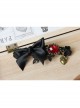 Black Gothic Baroque Retro Fashion Bow Love Heart Ruby Handmade Hairpin