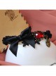 Black Gothic Baroque Retro Fashion Bow Love Heart Ruby Handmade Hairpin