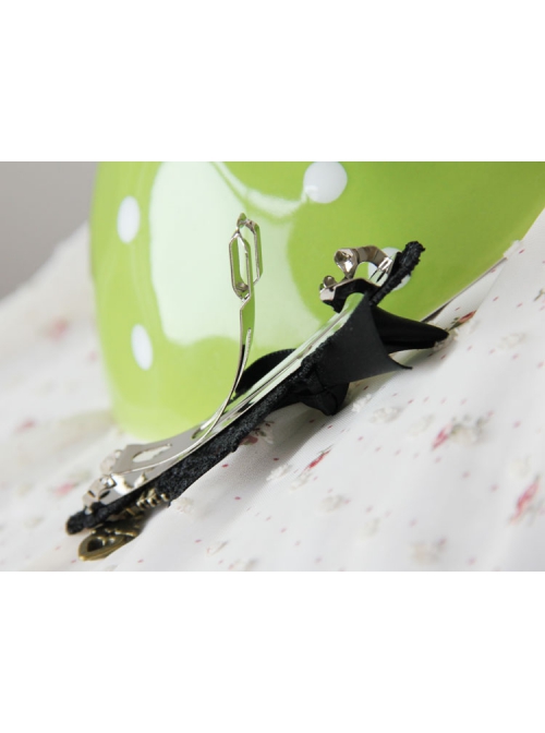 Black Gothic Baroque Retro Fashion Bow Love Heart Ruby Handmade Hairpin