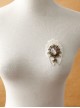 Vintage Fashion Baroque White Lace Artificial Gems Chain Pony Brooch