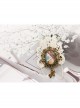 Vintage Fashion Baroque White Lace Artificial Gems Chain Pony Brooch