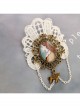 Vintage Fashion Baroque White Lace Artificial Gems Chain Pony Brooch