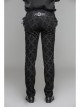 Side Lace-Up Back Waist Metal Buckle Leather Loop Black Gothic Flocking Trousers