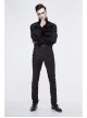 High Waist Front Waist Double-Breasted Button Black Gothic Jacquard Pants