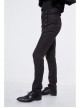 High Waist Front Waist Double-Breasted Button Black Gothic Jacquard Pants