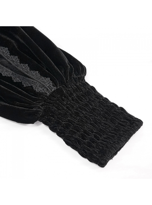 Front Decals Split Splice Mesh Black Gothic Velvet Pants