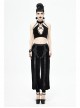 Front Decals Split Splice Mesh Black Gothic Velvet Pants