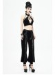 Front Decals Split Splice Mesh Black Gothic Velvet Pants