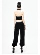Front Decals Split Splice Mesh Black Gothic Velvet Pants
