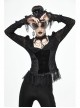 V-Neck Front Splice Velvet Long Sleeve Lace Hem Black Gothic Flocking Top