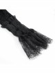 V-Neck Front Splice Velvet Long Sleeve Lace Hem Black Gothic Flocking Top