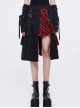 Metal Eyelets Loop Decoration Splice Red Scottish Plaid Black Punk Skirt