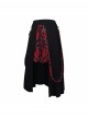 Metal Eyelets Loop Decoration Splice Red Scottish Plaid Black Punk Skirt